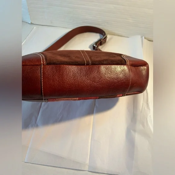Coach Vintage Hampton Mosaic Berry Patchwork Suede Leather Shoulder Bag - Picture 6 of 16